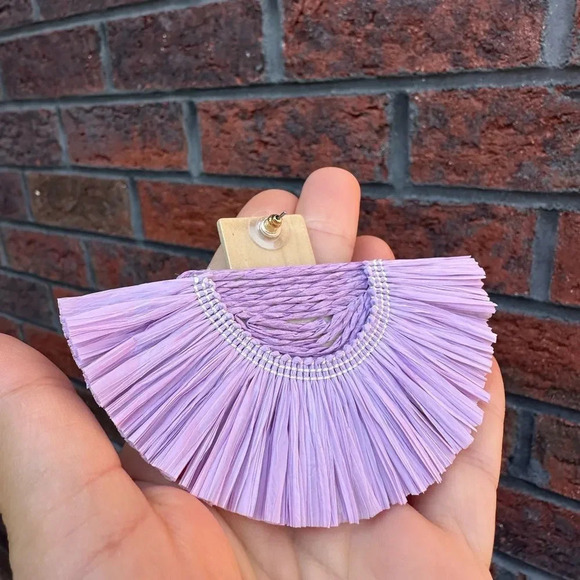 Anthro Lavender Sky Rattan Bohemian Earrings - Picture 7 of 7